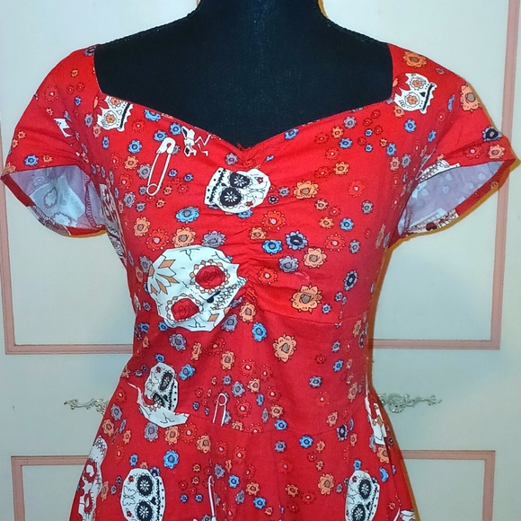 Sugar Skull Fit and Flare Midi Dress - Picture 4 of 4